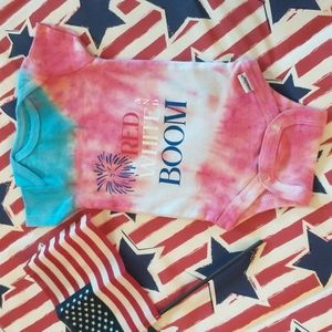 Red white and boom 4th of July onesie